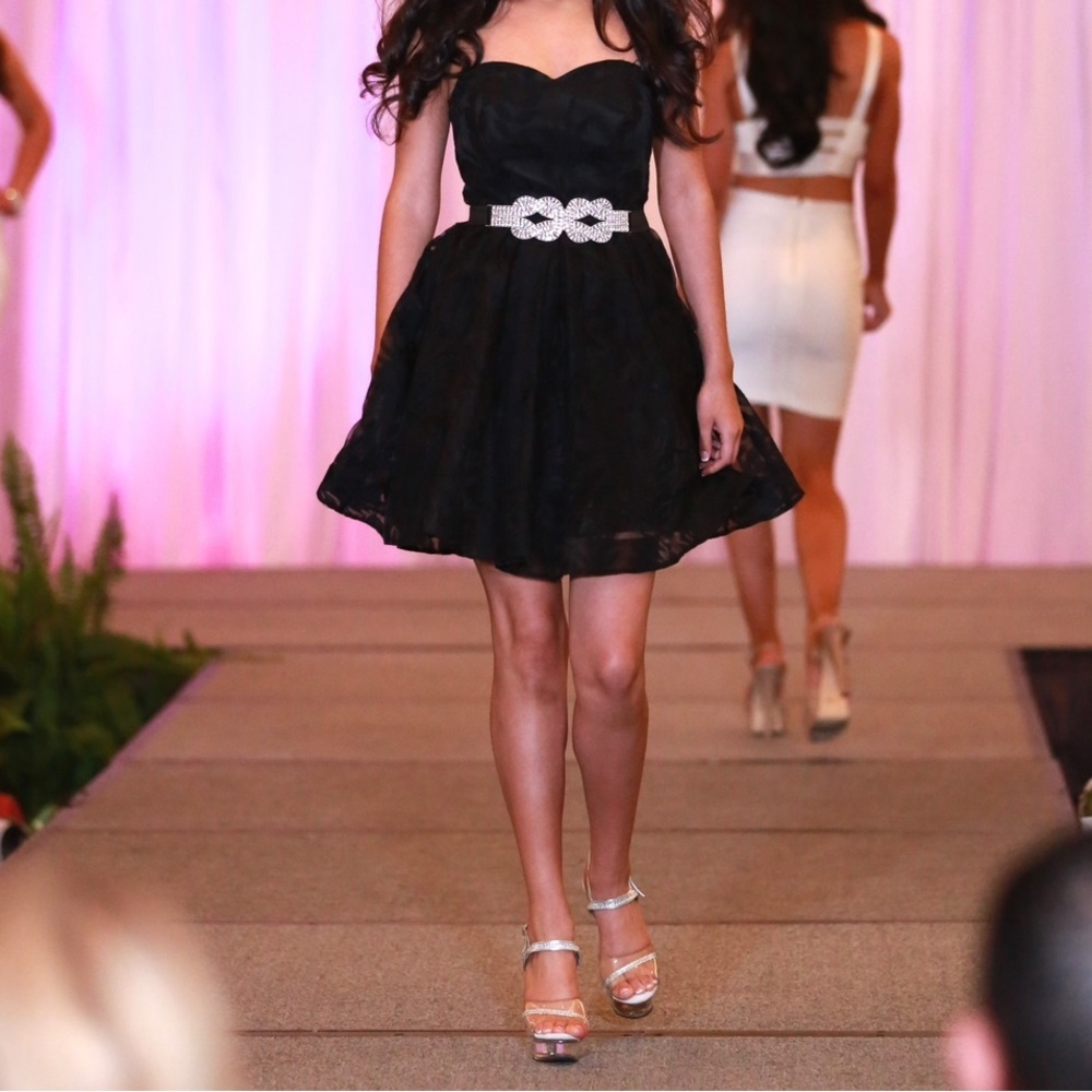 Guess Cocktail Dress in Black with Rhinestoned Attached Belt